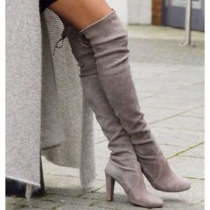 Gray Thigh High Boots